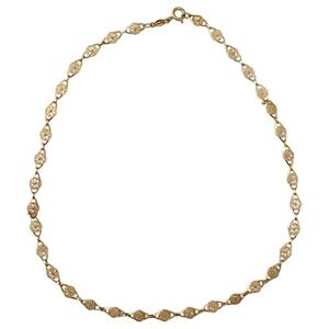 18K Yellow Gold Plaque Necklace 17" #16668